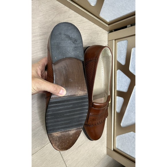 Florsheim Barletta Kilted Leather Slip On Loafers Shoes Men Sz 10.5 D Brown - Picture 9 of 9
